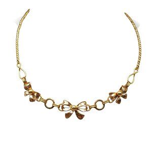 Van Dell Vintage Gold Filled Bow Necklace Choker Chain 12K GF